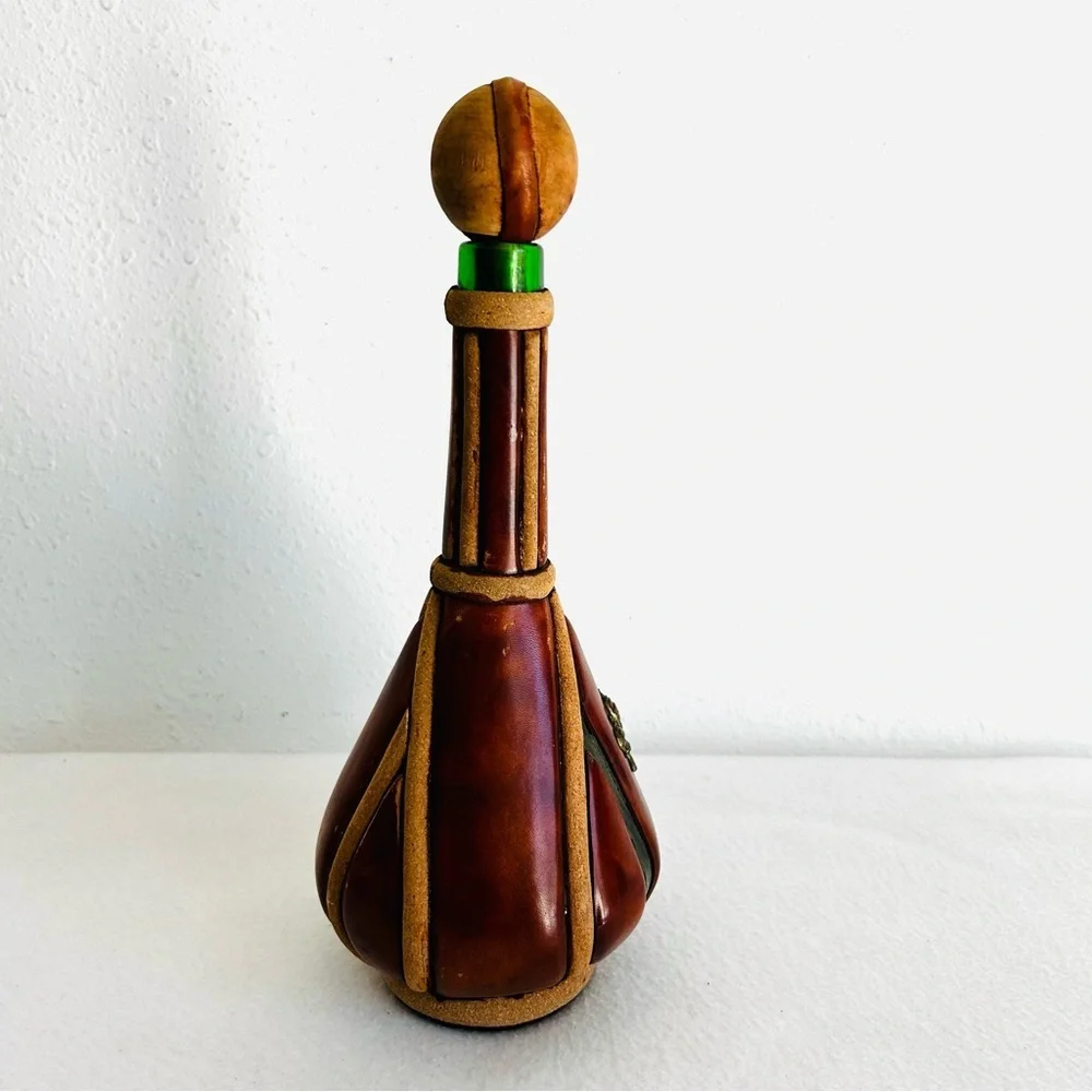 Vintage Italian Leather Wine Bottle Decanter